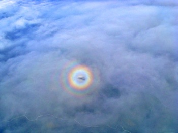 Mt McKinley Fly-by, shadow of airplane on clouds Mt McKinley Fly-by, shadow of airplane on clouds